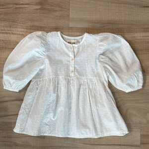 Girl’s Rudy Jude Swiss Dot Puff Sleeve Blouse